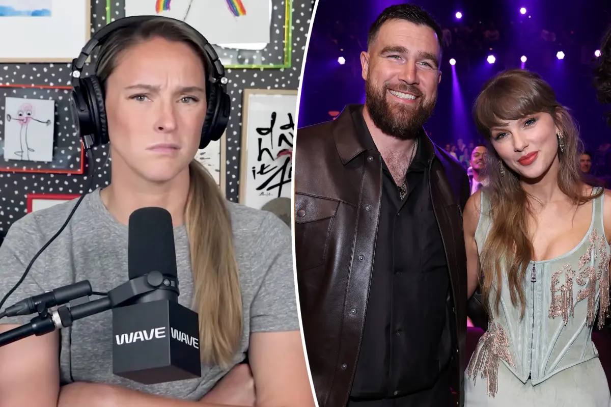 Kylie Kelce ripped by fans for groaning about questions on Travis and Taylor Swift’s wedding