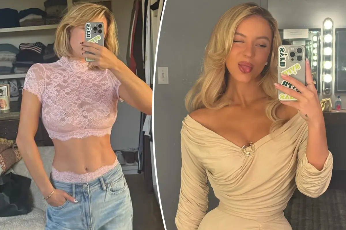 Sydney Sweeney matches her peekaboo underwear to her sheer lace crop top