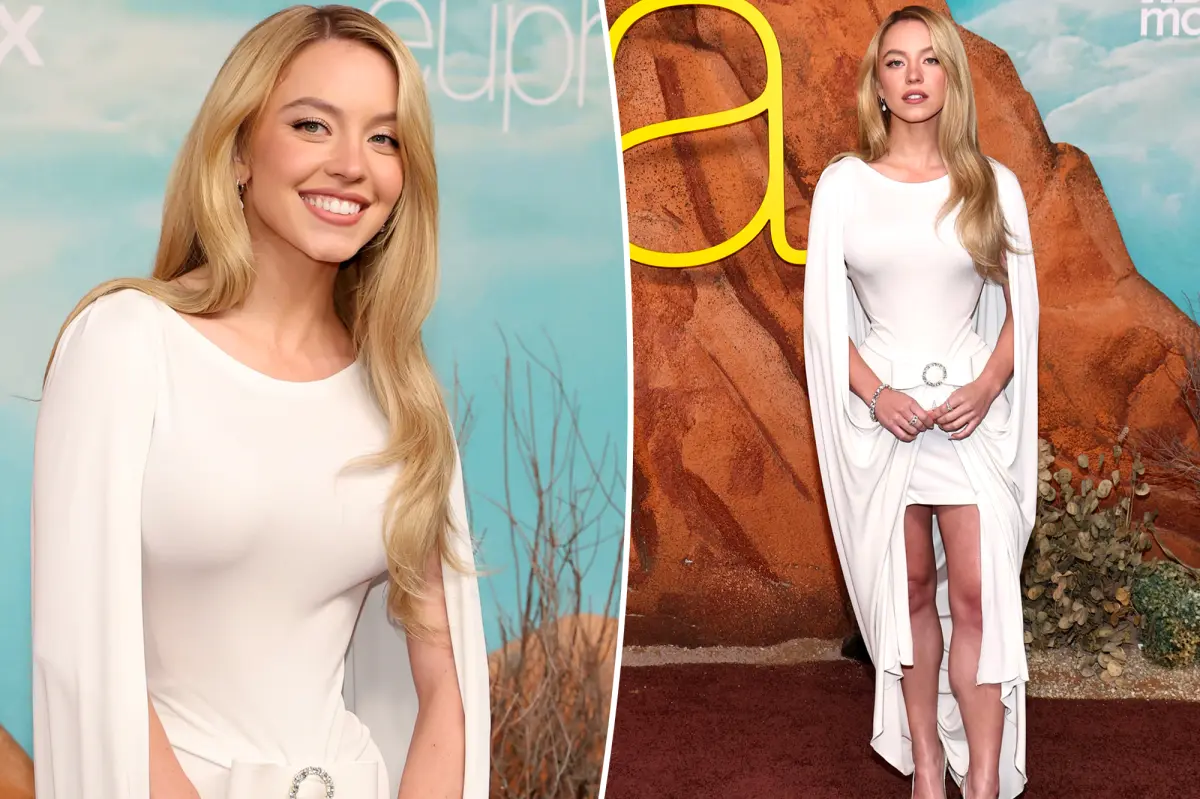 Sydney Sweeney is angelic in bow-tied white cape dress at ‘Euphoria’ Season 3 premiere