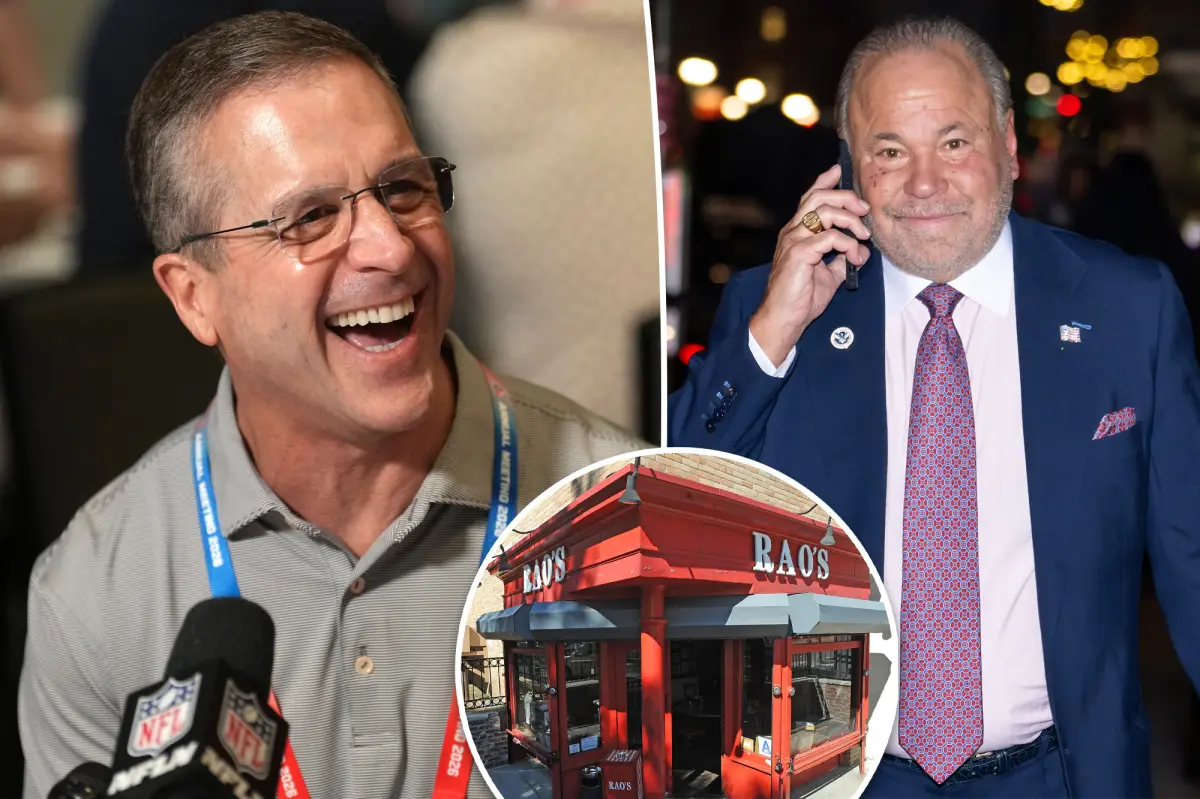 Andrew Murstein and Bo Dietl welcome new Giants coach John Harbaugh to New York