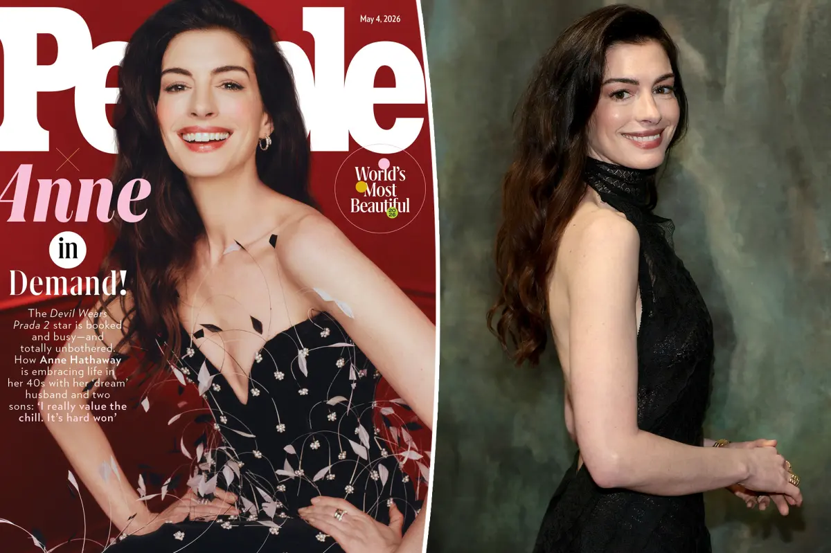 Anne Hathaway is People’s World’s Most Beautiful cover star in feathered couture