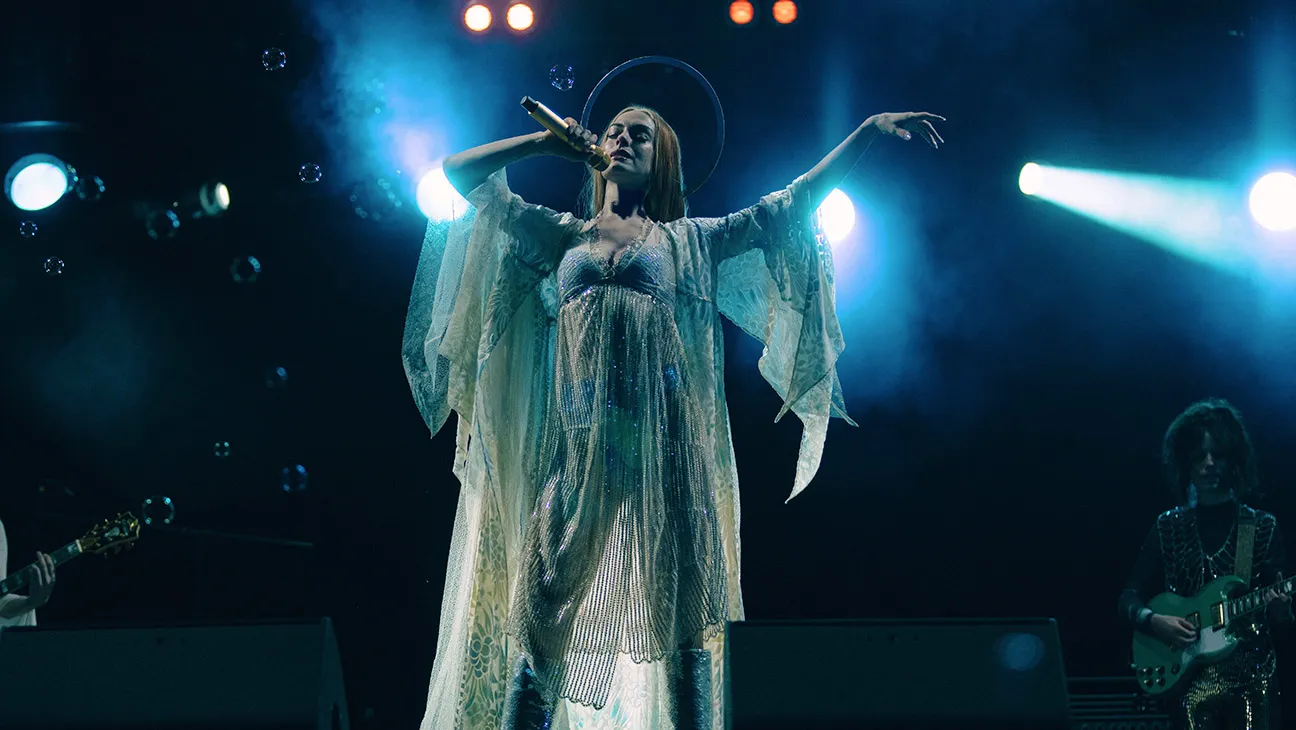 Anne Hathaway and Michaela Coel in Pop Melodrama