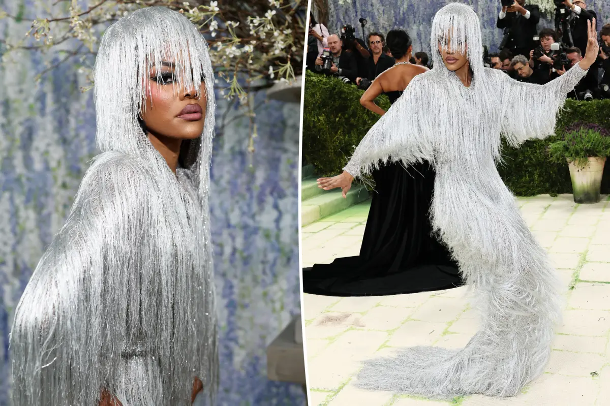 Teyana Taylor shimmies onto the Met Gala 2026 red carpet in silver fringe