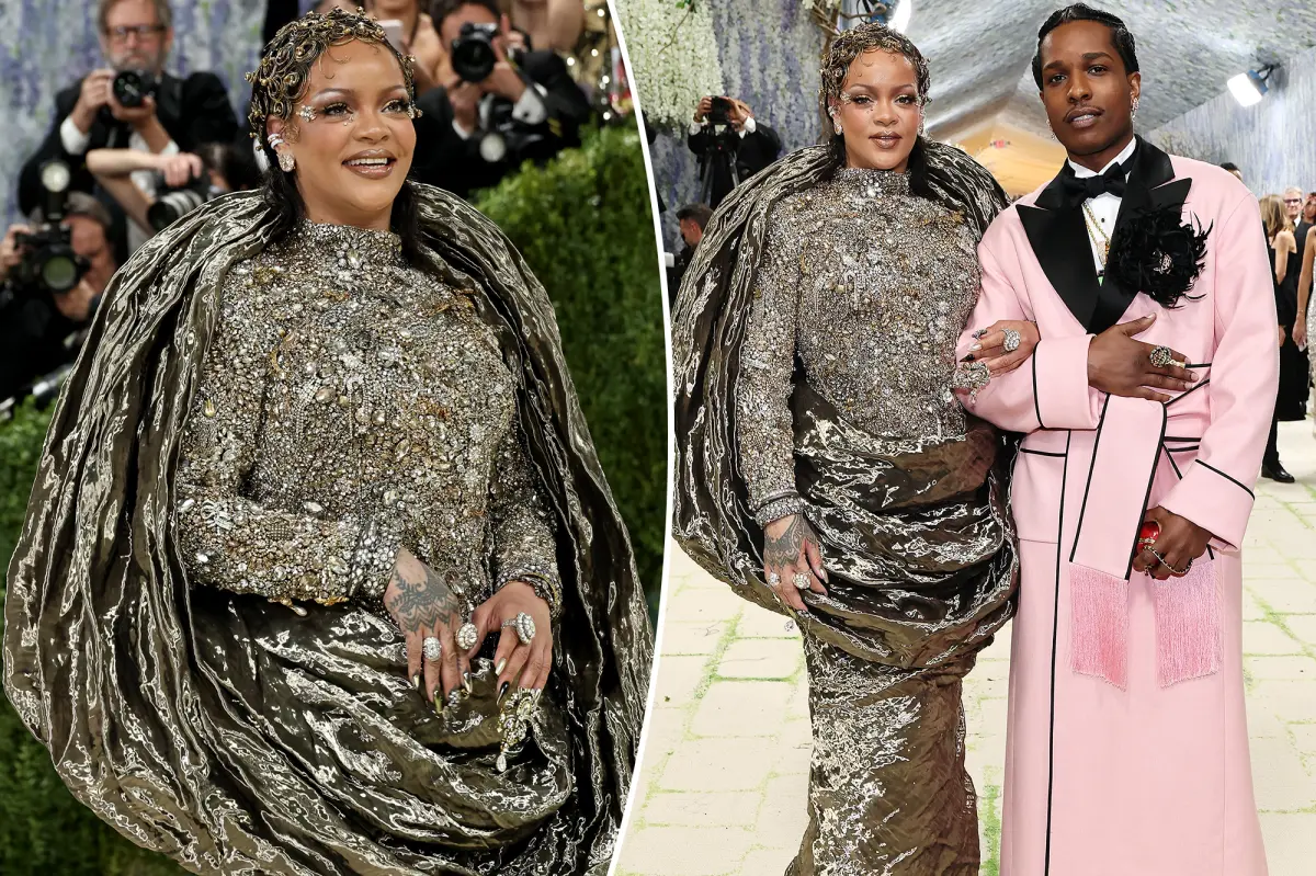 Rihanna dazzles in metallic Met Gala 2026 red carpet look