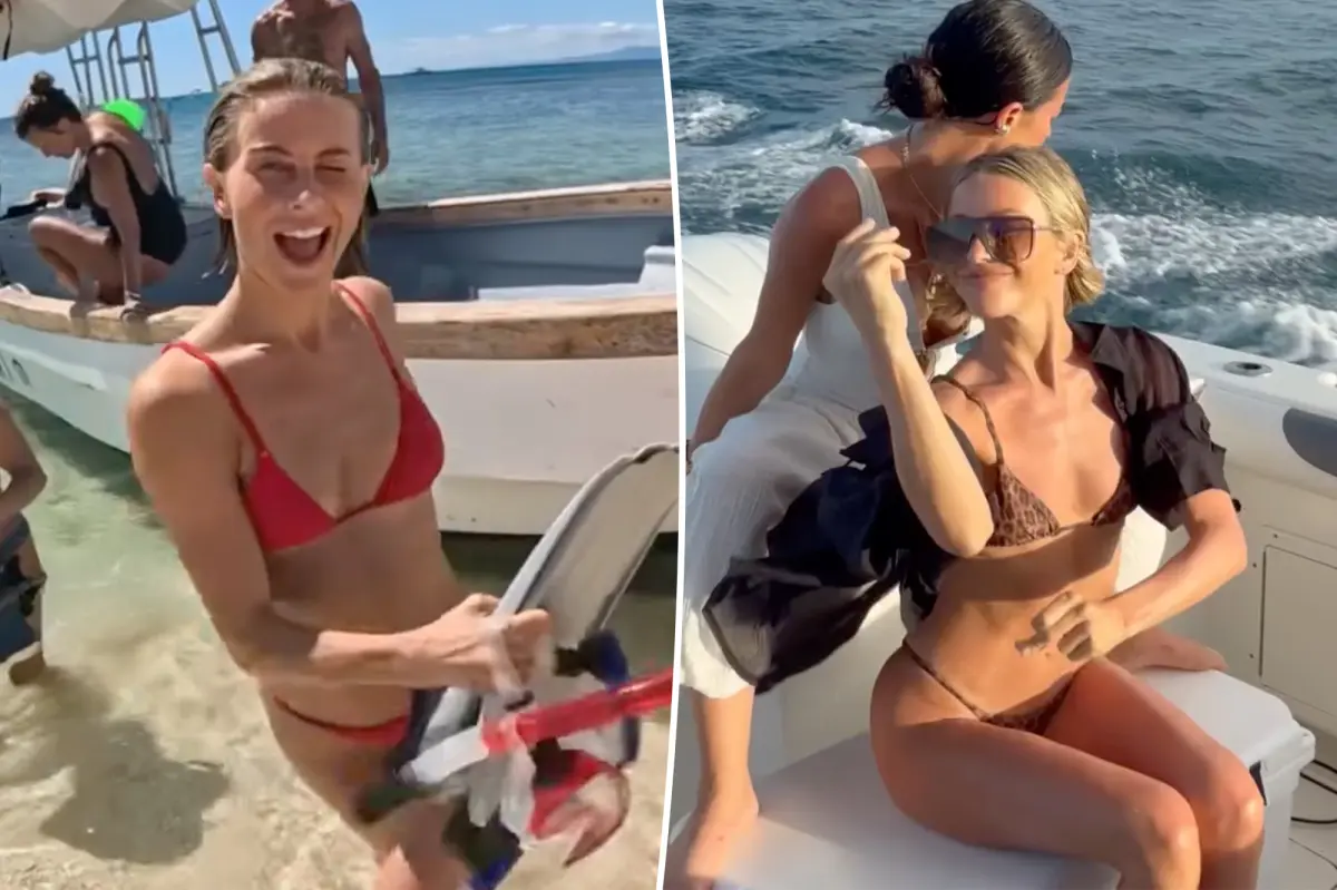 ‘Dancing with the Stars’ host Julianne Hough rocks leopard-print and snakeskin bikinis during tropical getaway in Fiji